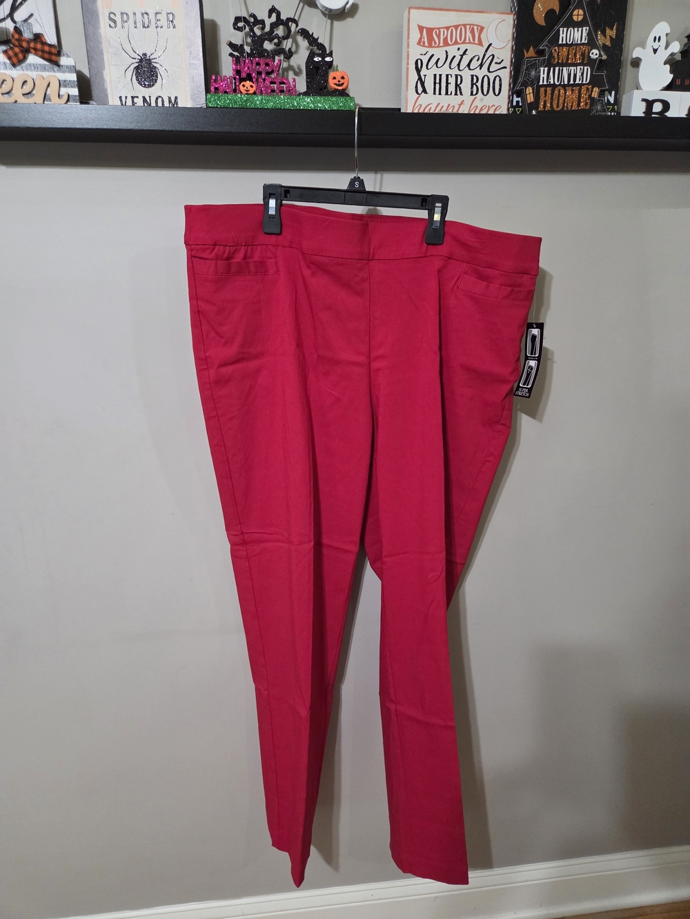 Kim Rogers Vibrant Red Straight-Leg Pants